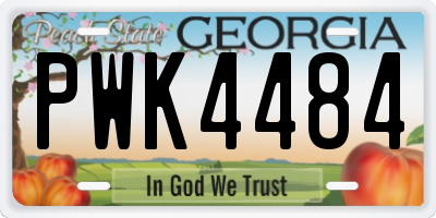 GA license plate PWK4484