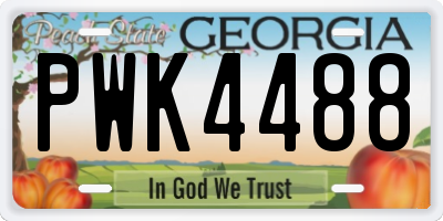 GA license plate PWK4488
