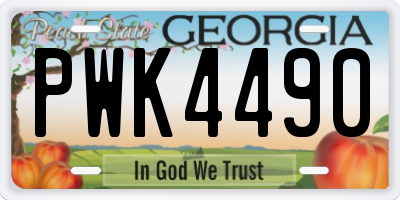 GA license plate PWK4490
