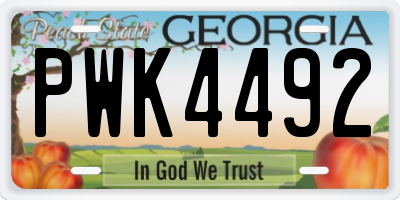 GA license plate PWK4492