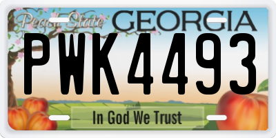 GA license plate PWK4493