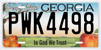 GA license plate PWK4498
