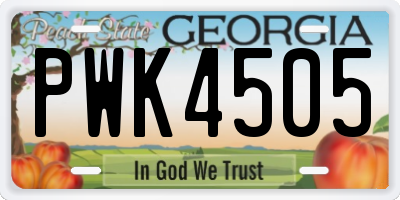 GA license plate PWK4505