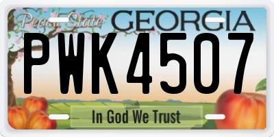 GA license plate PWK4507
