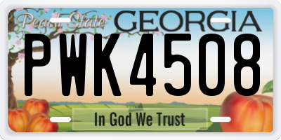 GA license plate PWK4508