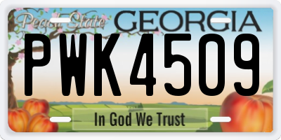 GA license plate PWK4509