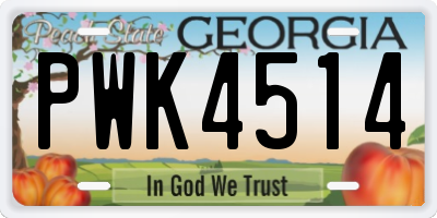 GA license plate PWK4514
