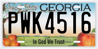 GA license plate PWK4516