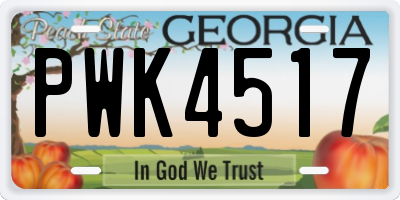 GA license plate PWK4517