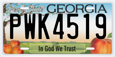 GA license plate PWK4519