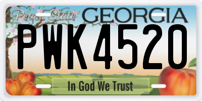 GA license plate PWK4520