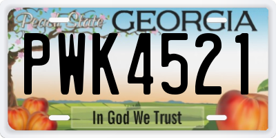 GA license plate PWK4521