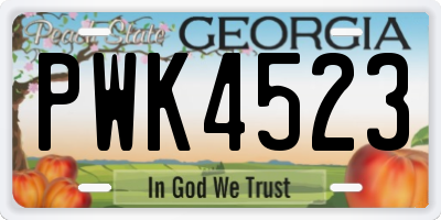 GA license plate PWK4523