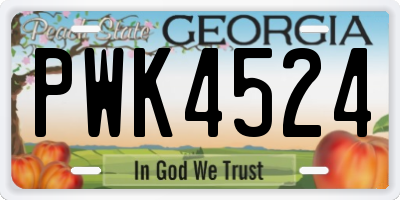 GA license plate PWK4524