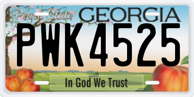 GA license plate PWK4525