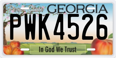 GA license plate PWK4526