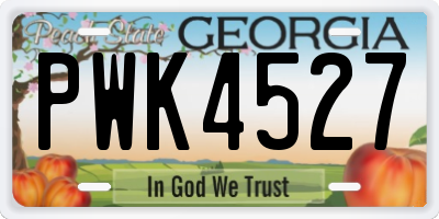 GA license plate PWK4527