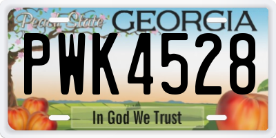 GA license plate PWK4528