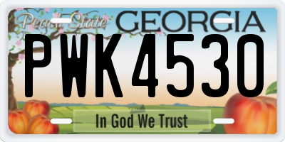 GA license plate PWK4530