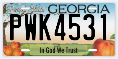 GA license plate PWK4531