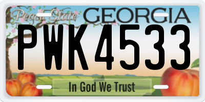 GA license plate PWK4533