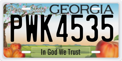 GA license plate PWK4535
