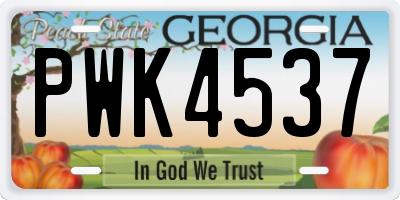 GA license plate PWK4537