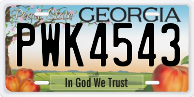 GA license plate PWK4543