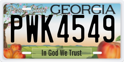 GA license plate PWK4549
