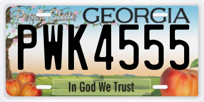 GA license plate PWK4555