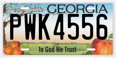 GA license plate PWK4556