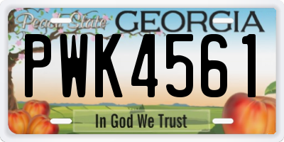 GA license plate PWK4561