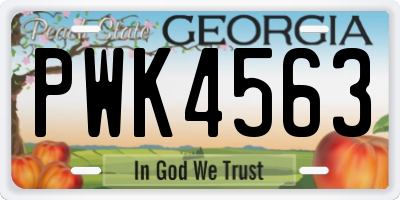 GA license plate PWK4563