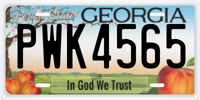 GA license plate PWK4565