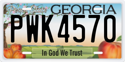 GA license plate PWK4570