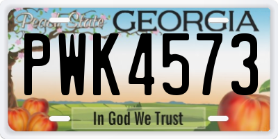 GA license plate PWK4573