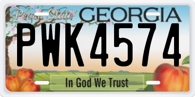 GA license plate PWK4574