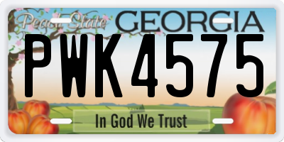 GA license plate PWK4575