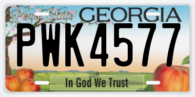 GA license plate PWK4577