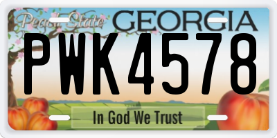 GA license plate PWK4578