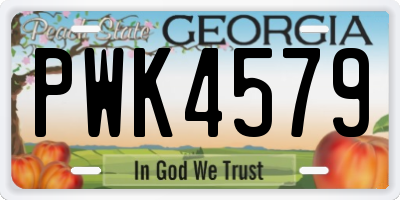 GA license plate PWK4579