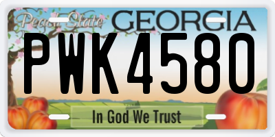 GA license plate PWK4580