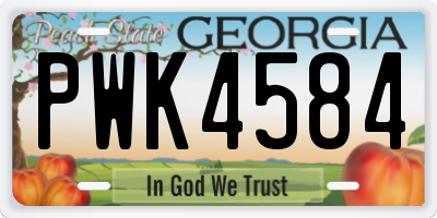 GA license plate PWK4584