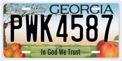 GA license plate PWK4587