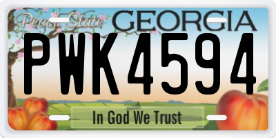 GA license plate PWK4594