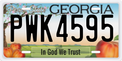 GA license plate PWK4595