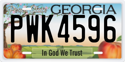 GA license plate PWK4596