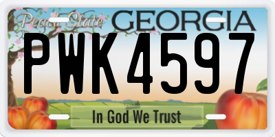 GA license plate PWK4597
