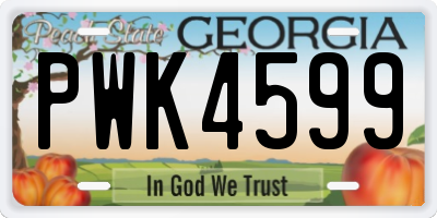GA license plate PWK4599