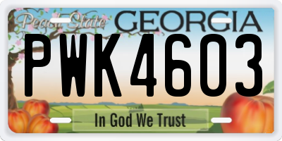 GA license plate PWK4603